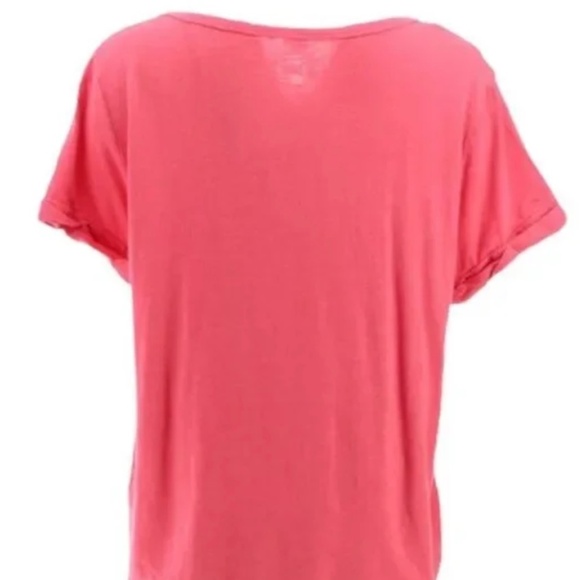 New Women’s Candace Cameron Bure V-Neck Tee Linen Blend Sunkissed Posey Pink XXS - Picture 3 of 4